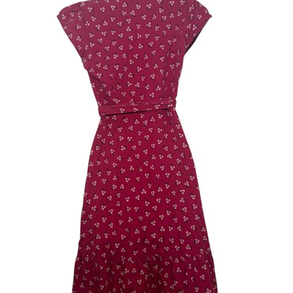 Draper James Pink Floral Wrap Dress Size 0 Cotton Rayon Midi - Picture 6 of 6